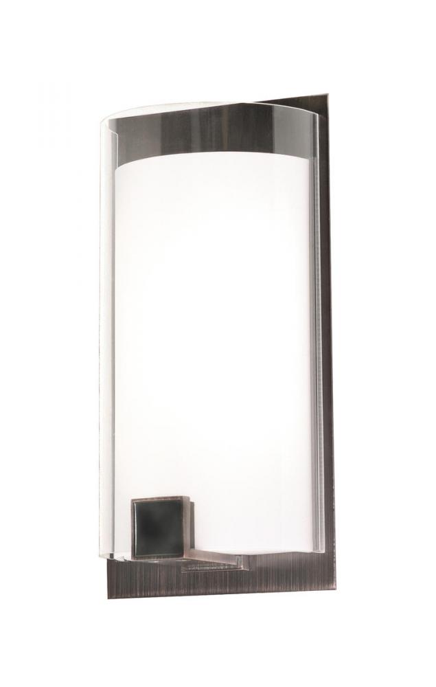 Nolan 12&#39;&#39; LED Sconce - Oakley Bronze Finish - White Acrylic Shade