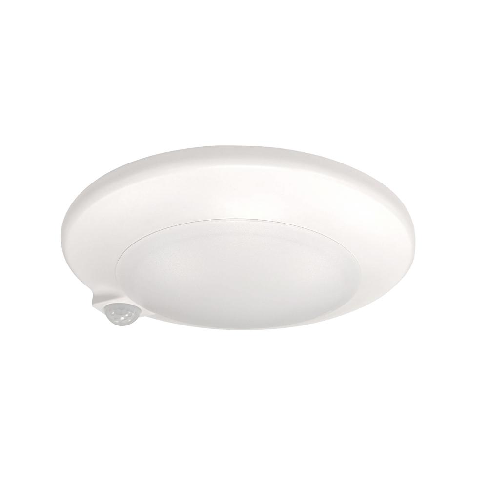 7&#34; AC Opal LED Surface Mount with PIR Motion Sensor, 1050lm / 15W, 3000K, White Finish