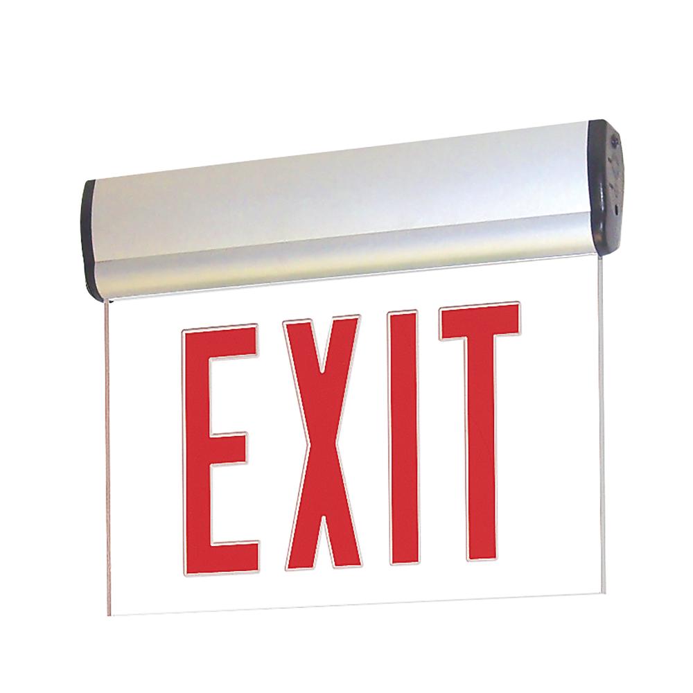 Surface Adjustable LED Edge-Lit Exit Sign, AC only, 6&#34; Red Letters, Single Face / Clear Acrylic,