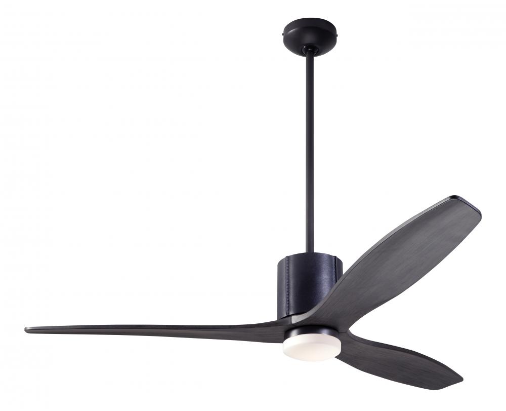 LeatherLuxe DC Fan; Dark Bronze Finish with Black Leather; 54&#34; Ebony Blades; 17W LED; Wall/Remot