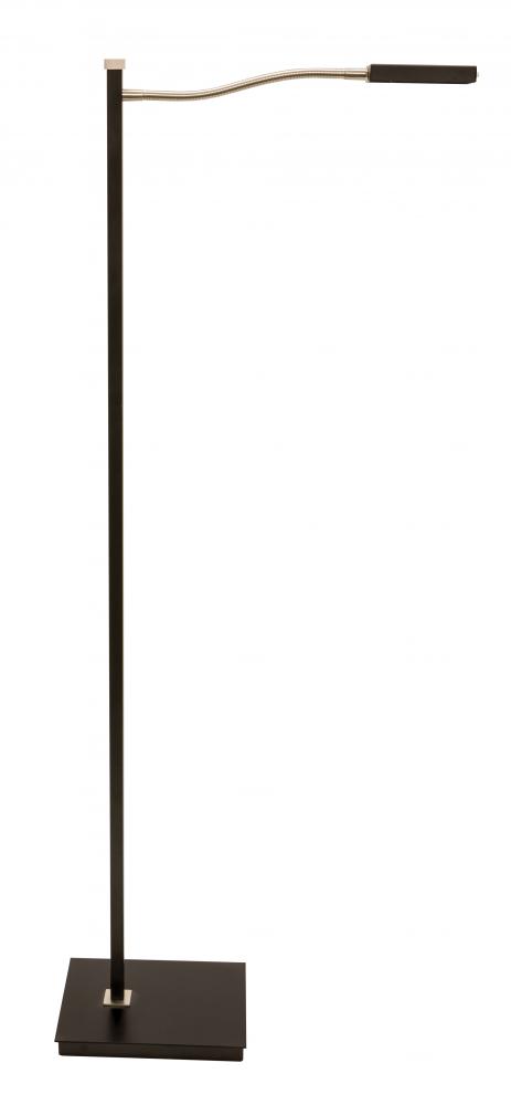 52&#34; Lewis LED Gooseneck Floor Lamps in Black with Satin Nickel