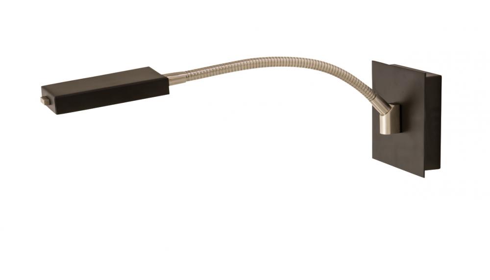 Lewis LED Gooseneck Wall Swings In Black with Satin Nickel