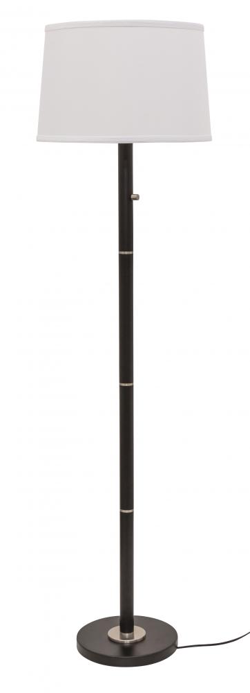 Rupert Three Way Floor Lamp in Black with Satin Nickel Accents