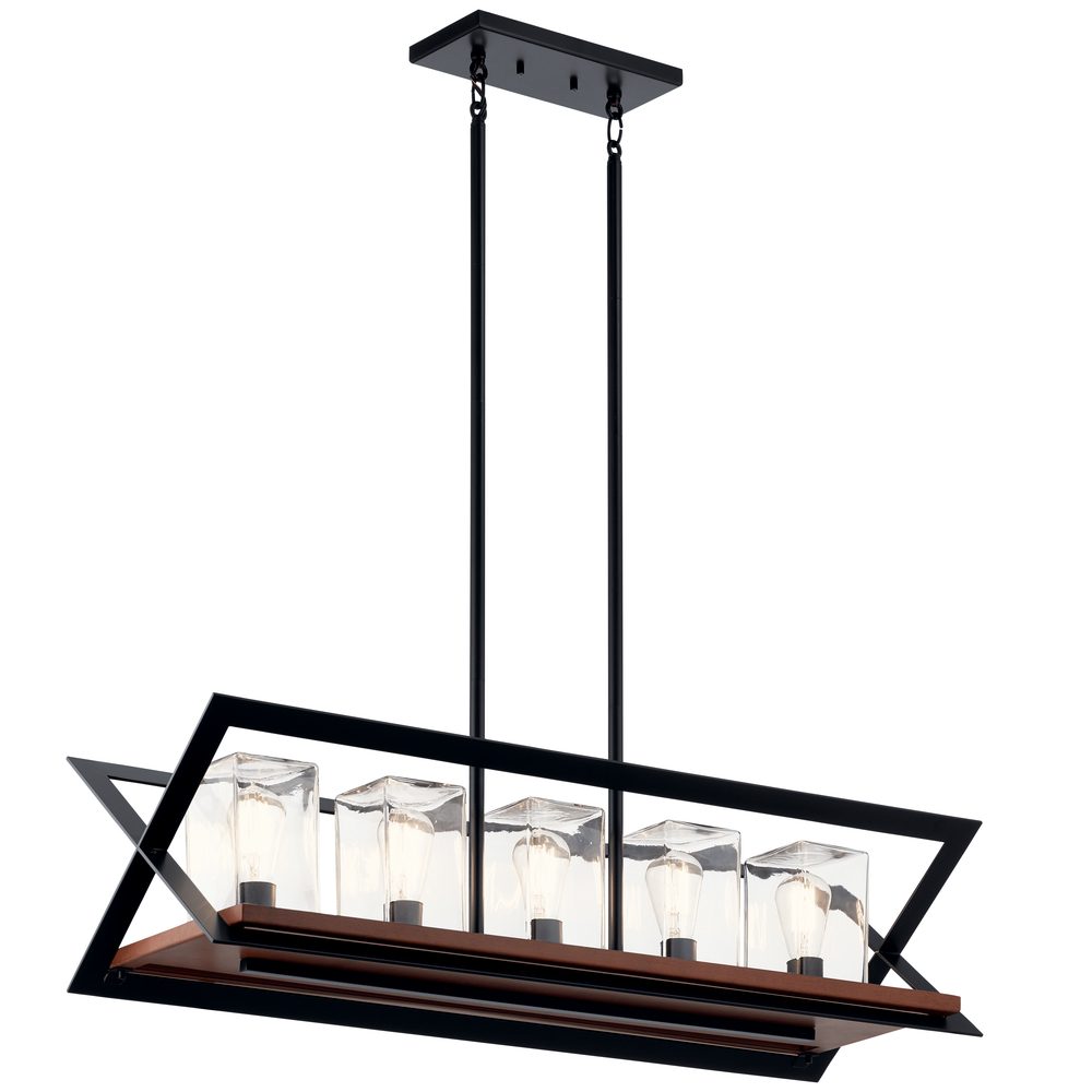 Morelle™ 38.5&#34; 5 Light Linear Chandelier Black