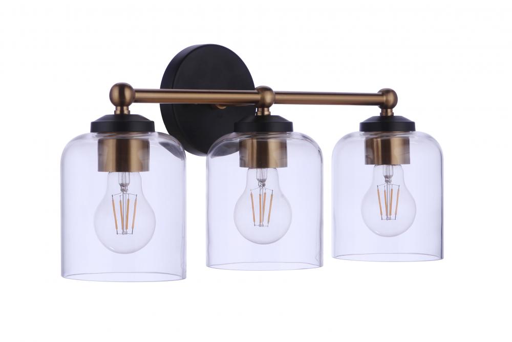 Coppa 3 Light Vanity in Flat Black/Satin Brass