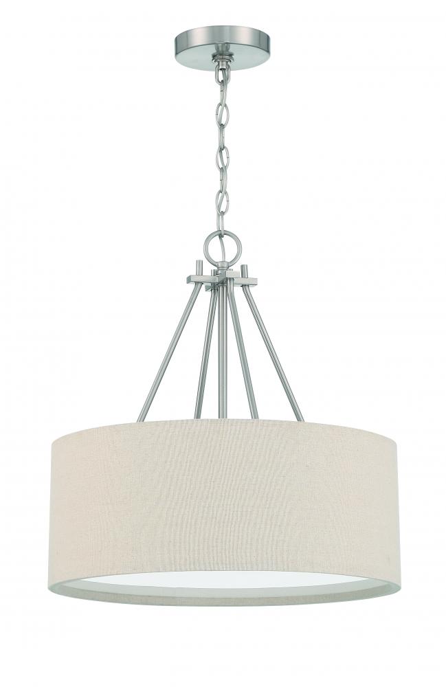 Duke 3 Light 18&#34; Pendant in Brushed Polished Nickel