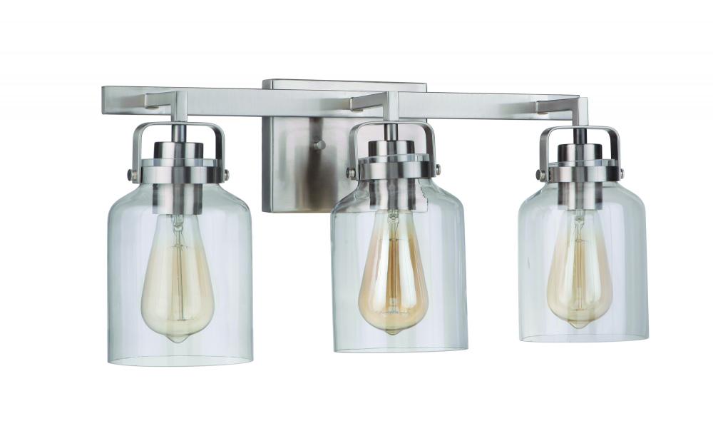 Foxwood 3 Light Vanity in Brushed Polished Nickel