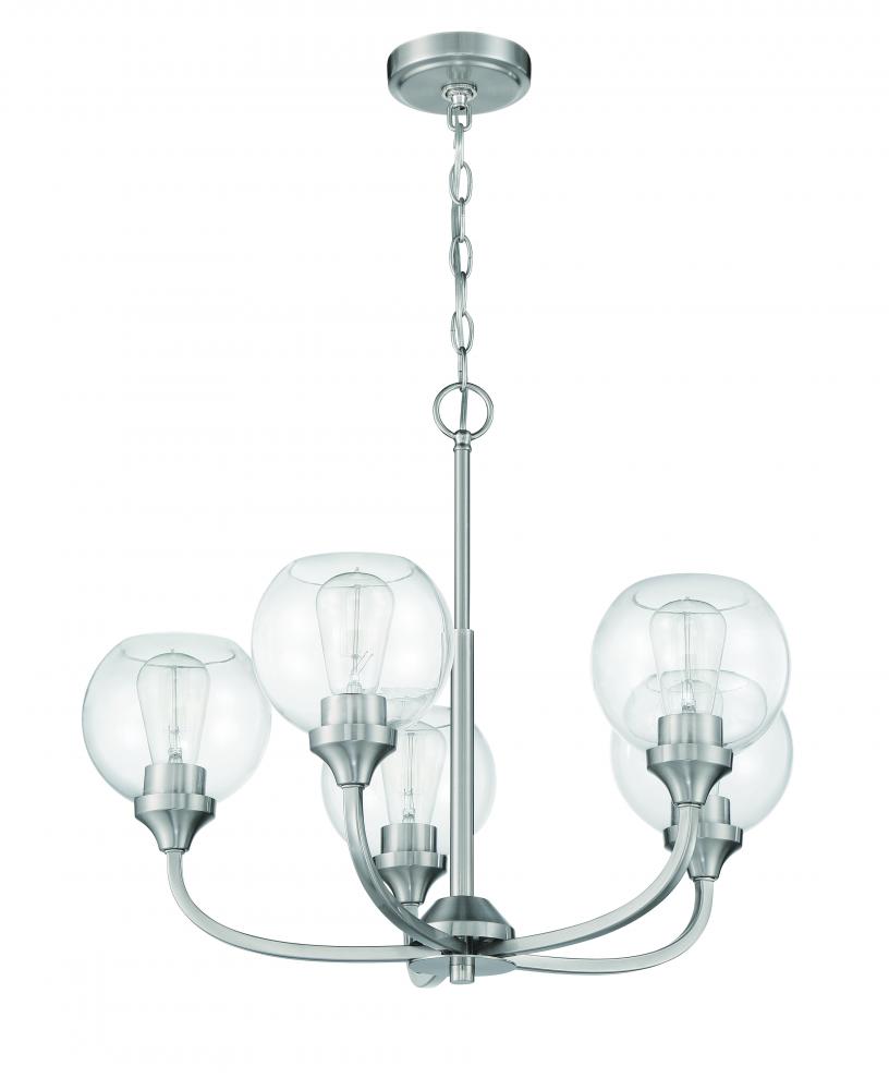 Glenda 5 Light Chandelier in Brushed Polished Nickel