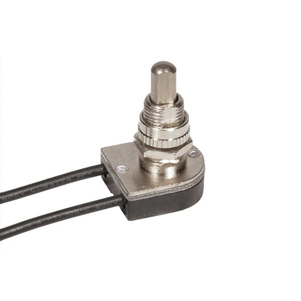 On-Off Metal Push Switch; 5/8&#34; Metal Bushing; Single Circuit; 6A-125V, 3A-250V Rating; Nickel