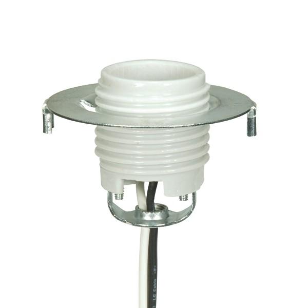 Keyless Threaded Porcelain Socket With Hickey And Ring; 26&#34; Leads; Glazed; 660W; 250V