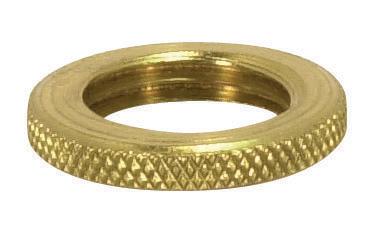 Brass Round Knurled Locknut; 9/16&#34; Diameter; 1/8 IP; 3/32&#34; Thick; Burnished And Lacquered