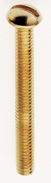 Steel Round Head Slotted Machine Screw; 8/32; 1-1/2&#34; Length; Brass Plated Finish