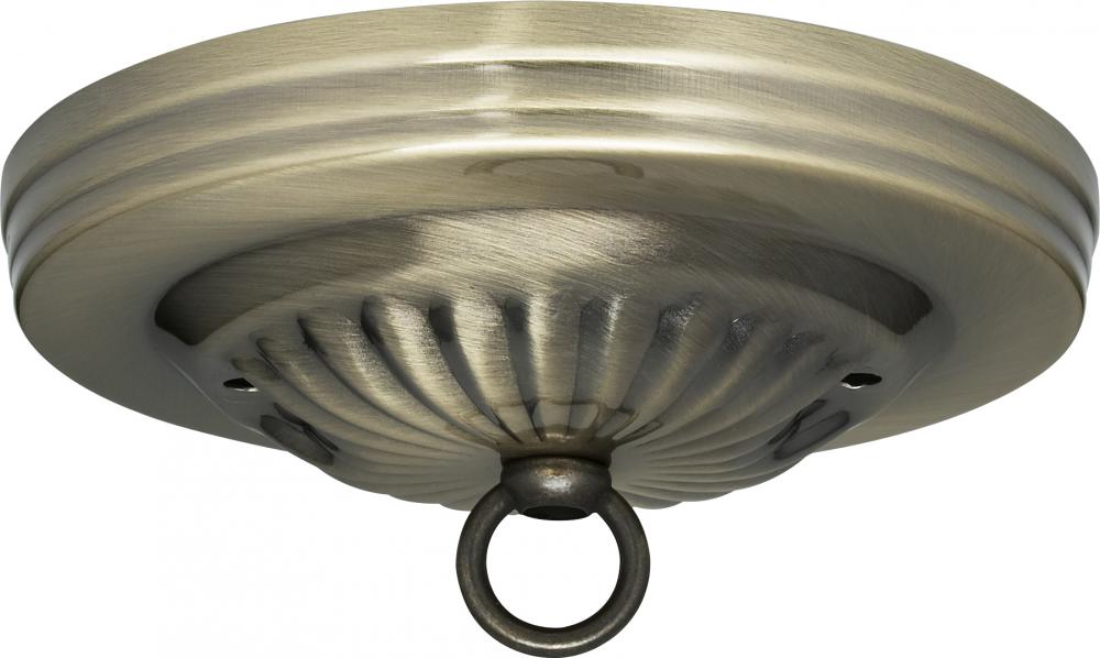 Ribbed Canopy Kit; Antique Brass Finish; 5&#34; Diameter; 7/16&#34; Center Hole; 2-8/32 Bar Holes;