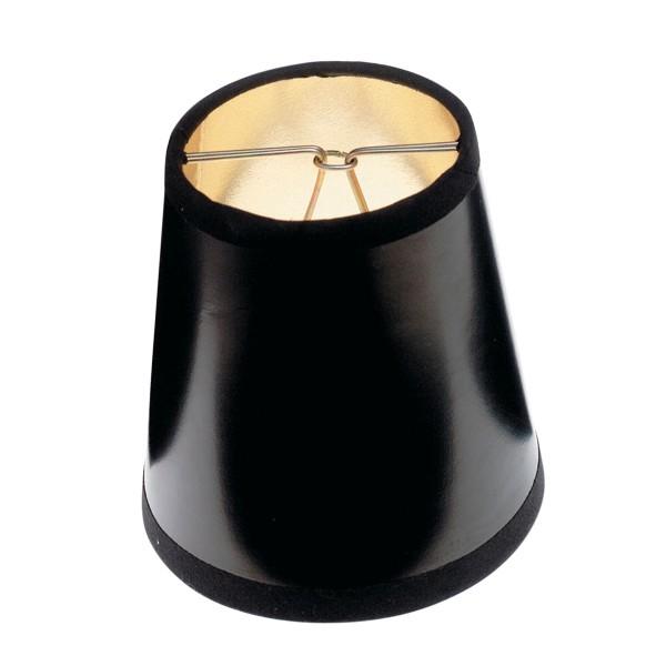 Clip On Shade; Black Round With Gold Interior; 3&#34; Top; 4&#34; Bottom; 4&#34; Side