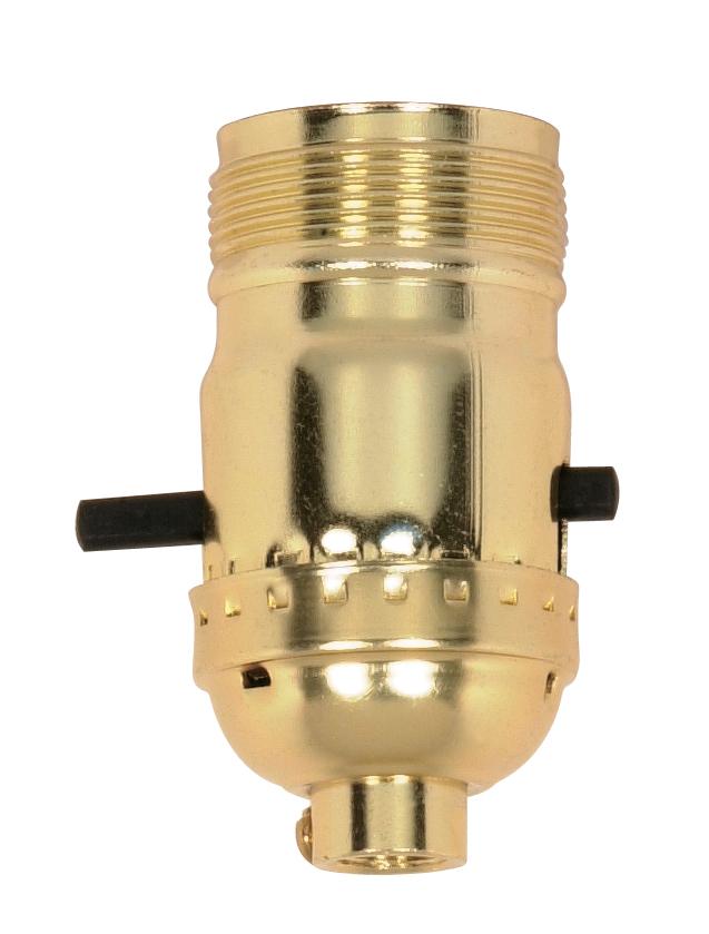 On-Off Push Thru Socket; 1/8 IPS; Aluminum; Brite Gilt Finish; 660W; 250V; Uno Thread