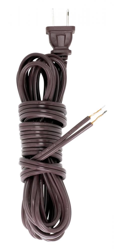 12 Foot 18/2 SPT-2 105C Cord Set; Brown Finish; 72&#34; Hank; 150 Carton; Molded Polarized Plug;