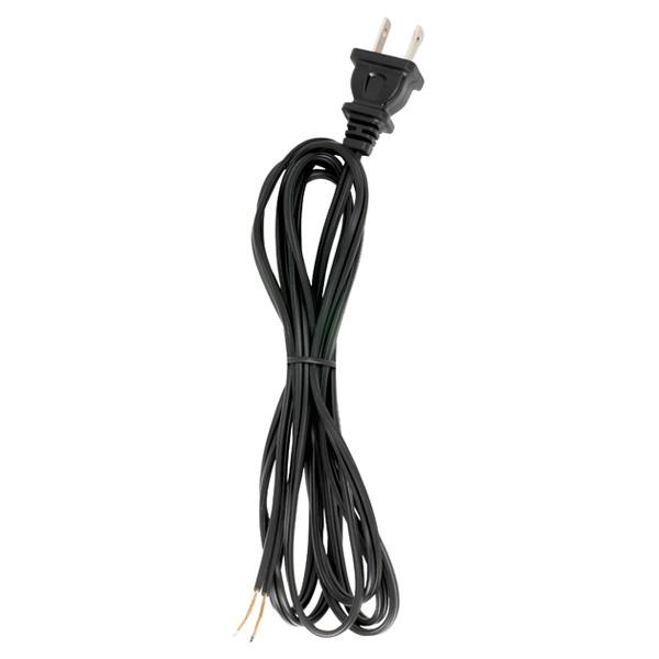 8 Foot 18/2 SPT-1 105C Cord Set; Black Finish; 36&#34; Hank; 200 Carton; Molded Polarized Plug;