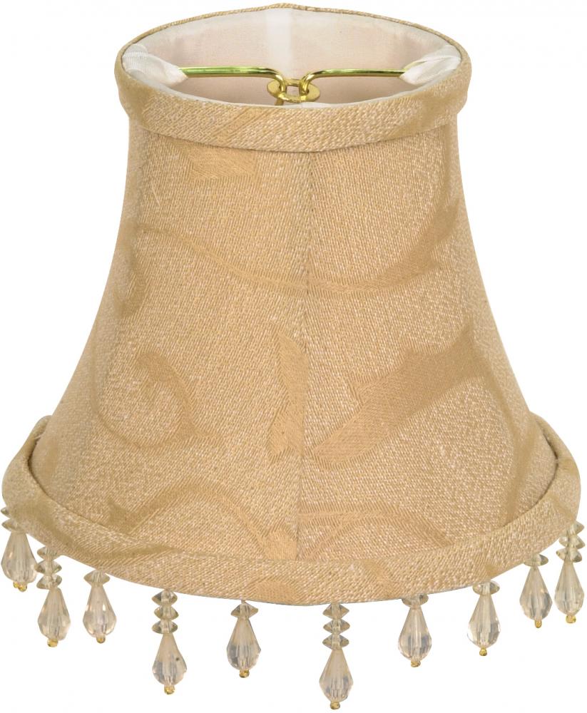 Clip On Shade; Beige Beaded Floral; 3&#34; Top; 5&#34; Bottom; 4-1/4&#34; Side