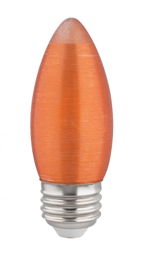 2 Watt C11 LED; Satin Spun; Amber; Medium base; 2100K; 100 Lumens; 120 Volt