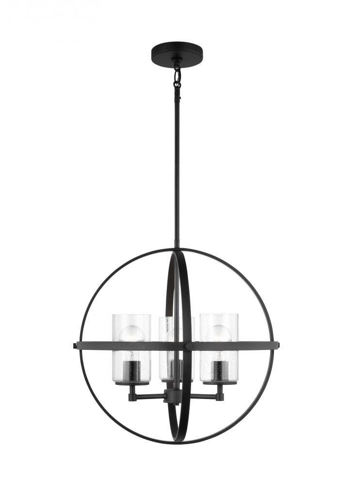 Alturas indoor dimmable 3-light single tier chandelier in midnight black finish with spherical steel