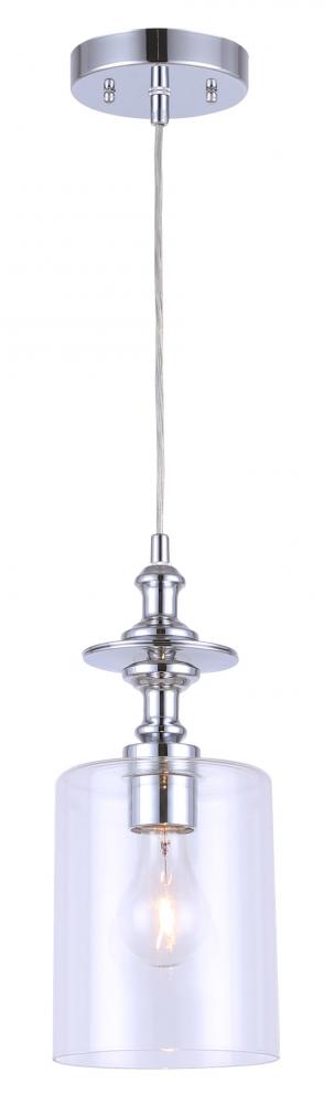 York, 1 Lt Cord Pendant, Clear Glass, 100W Type A, 5 1/2&#34; x 60&#34;