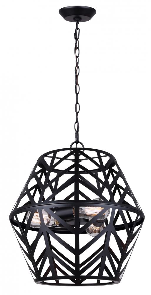 MAUD, ICH635B03BK17, MBK Color, 3 Lt 16.5&#34; Wide Chandelier, 100W Type A, 16.5&#34; W x 17.5&#34;