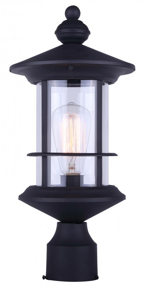 TREEHOUSE, 1 Lt Outdoor Post Light, Clear Glass, 1 x 100W Type A, 8&#34; W x 17 1/4&#34; H x 8&#34;