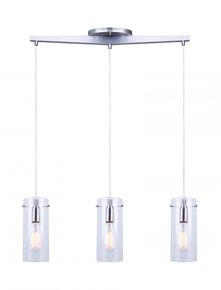 JONI, 3 Lt Pendant, Clear Glass, 100W Type A, 29.875&#34; W x 19 - 61&#34; H x 4.5&#34; D