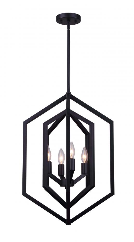 NETTO, 4 Lt 16&#34; Wide Rod Chandelier, 60W Type C, 16&#34; W x 31.25 - 73.25&#34; H