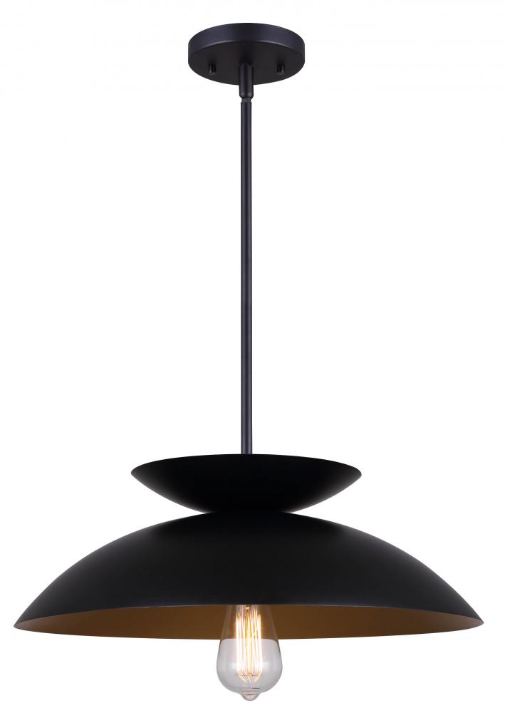 ZIVA, IPL786B01BK, MBK Color, 1 Lt Rod Pendant, 60W Type A, 17.75&#34; W x 13 - 55&#34; H