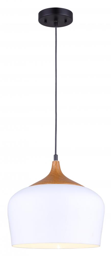 RAPHAEL, 1 Lt Cord Pendant, White Aluminun Shade, 100W Type A, 11 3/4&#34; (W) x 13&#34; - 60&#34; (