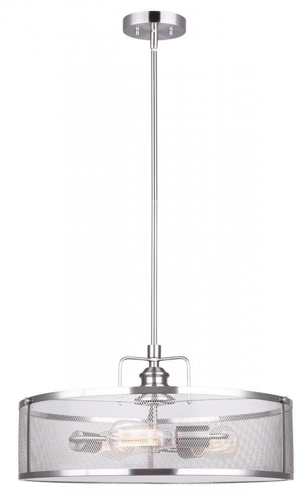 BECKETT, 3 Lt 20&#34; Rod Chandelier, Metal Shade,100W Type A, 20&#34; W x 18 1/4&#34; - 60 1/4&#34;