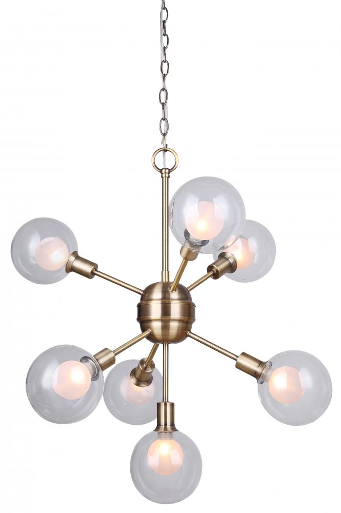 ESTELLA, 7 Lt Chain Chandelier, Double Glass, 40W Type G9, 21 3/4&#34; W x 23&#34; H