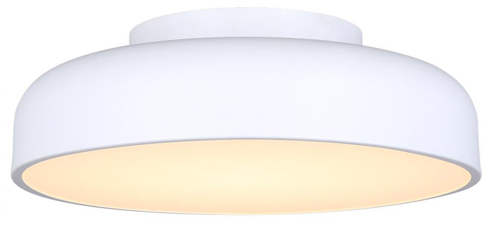 ZARIA 13.88 in. 1 Light Integrated LED White Contemporary Flush Mount with White Metal Shade