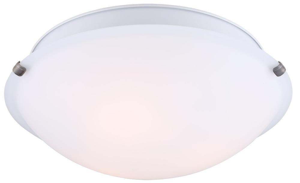 Fmount, 16&#34; 3 Bulb Clip Flushmount, Alabaster Glass, 60W Type A