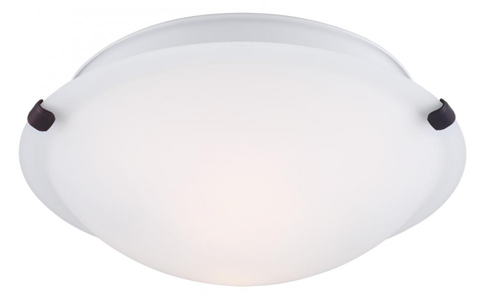 Fmount, 12&#34; 2 Bulb Clip Flushmount, Alabaster Glass, 60W Type A