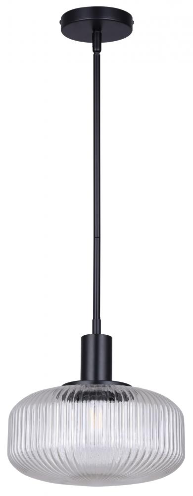 LEDGER 60-Watt 1 Light Black Transitional Pendant with Clear Glass Shade