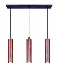 Canarm IPL764A03BKW10 - CARVER, IPL764A03BKW10, Faux Wood + MBK Color, 3 Lt Cord Pendant, 50W Type GU10