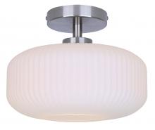 Canarm IFM1200A11BN - 1 Lt Flush Mount, Flat Opal Ribbed Glass, 60W Type A, 10.5inch W x 8.625in H,Easy Connect Included