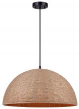 Canarm IPL785B03BKR20 - AUBRIE, IPL785B03BKR20, MBK + Rope Color, 3 Lt 20" Width Cord Pendant, 60W Type A