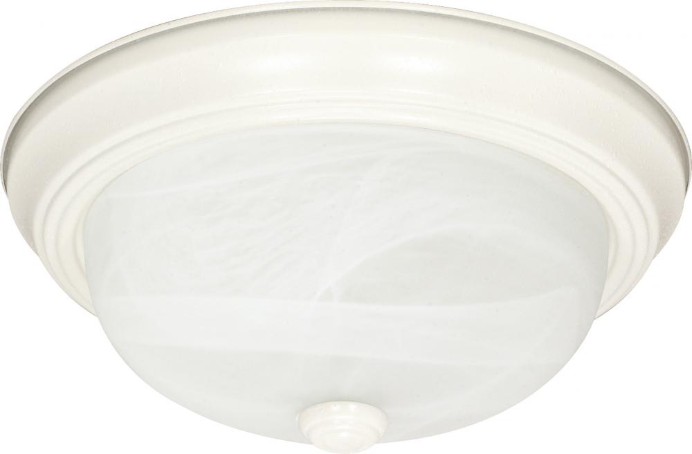 3 Light - 15&#34; Flush with Alabaster Glass - Textured White Finish