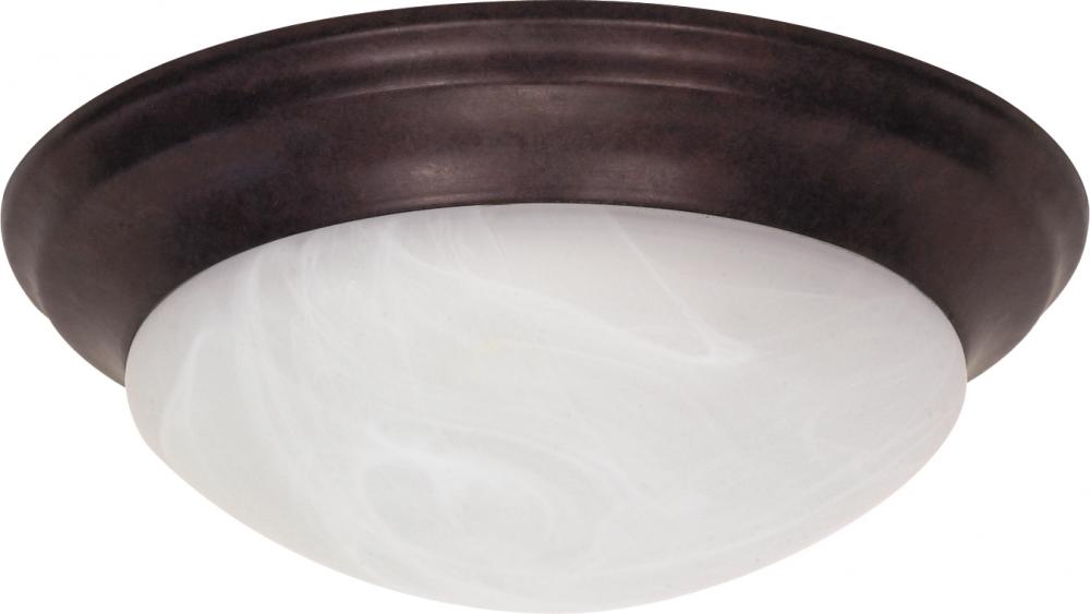 2 Light - 14&#34; Flush with Alabaster Glass - Old Bronze Finish