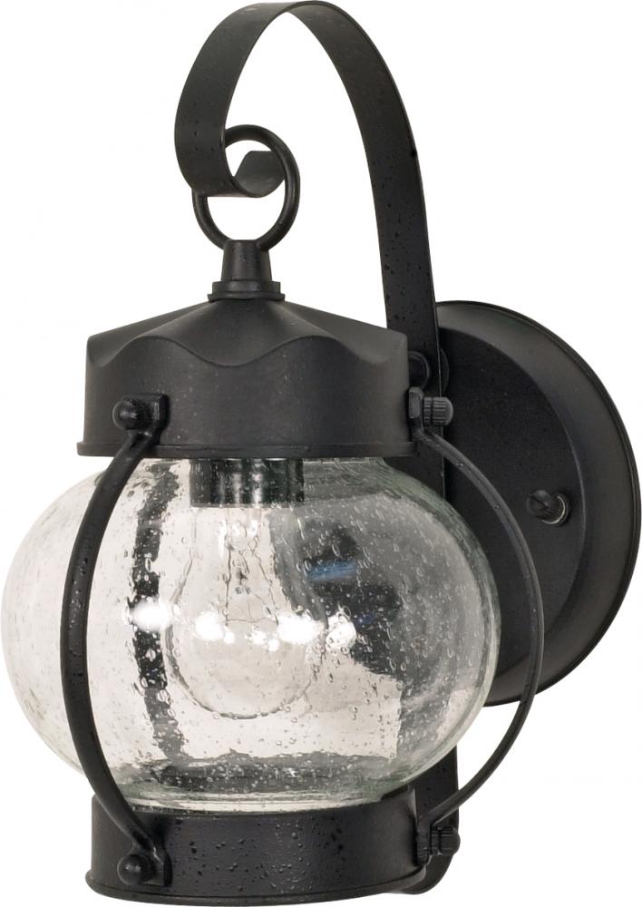 1 Light 11&#34; - Onion Lantern with Clear Seeded Glass - Textured Black Finish