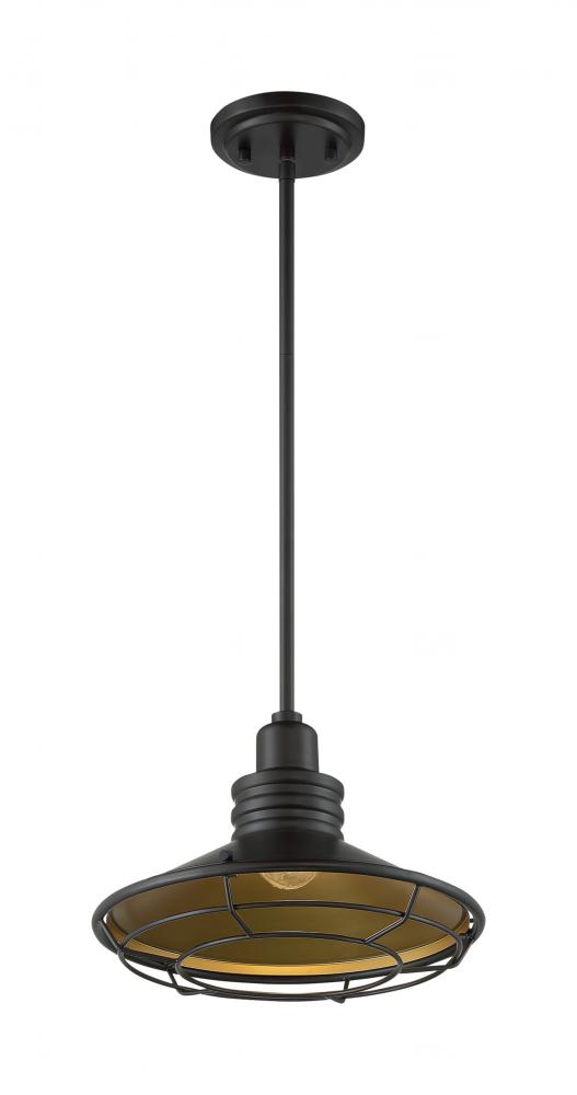 Blue Harbor - 1 Light Pendant with- Dark Bronze and Gold Finish