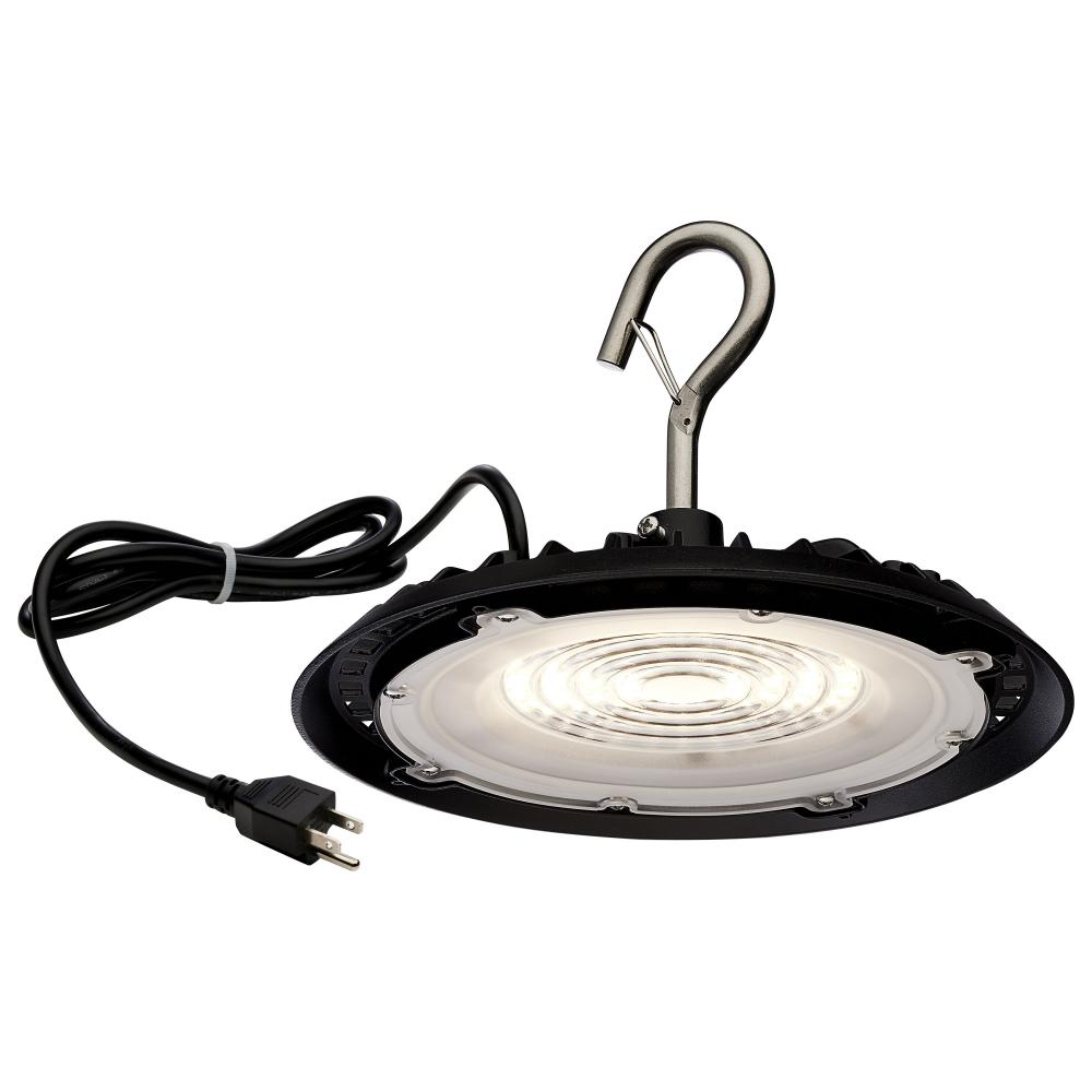 80 Watt; Hi-Pro Shop Light with Plug; 8&#34; Dia.; 4000K; Black Finish; 120 Volt