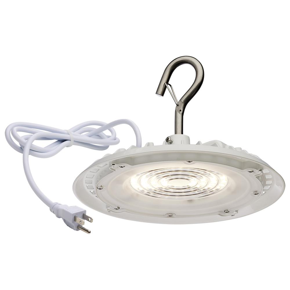 60 Watt; Hi-Pro Shop Light with Plug; 8&#34; Dia.; 4000K; White Finish; 120 Volt