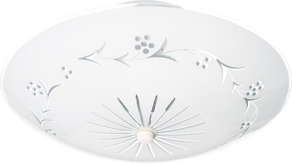 2 Light - 12&#34; Flush with Round Grape Glass - White Finish