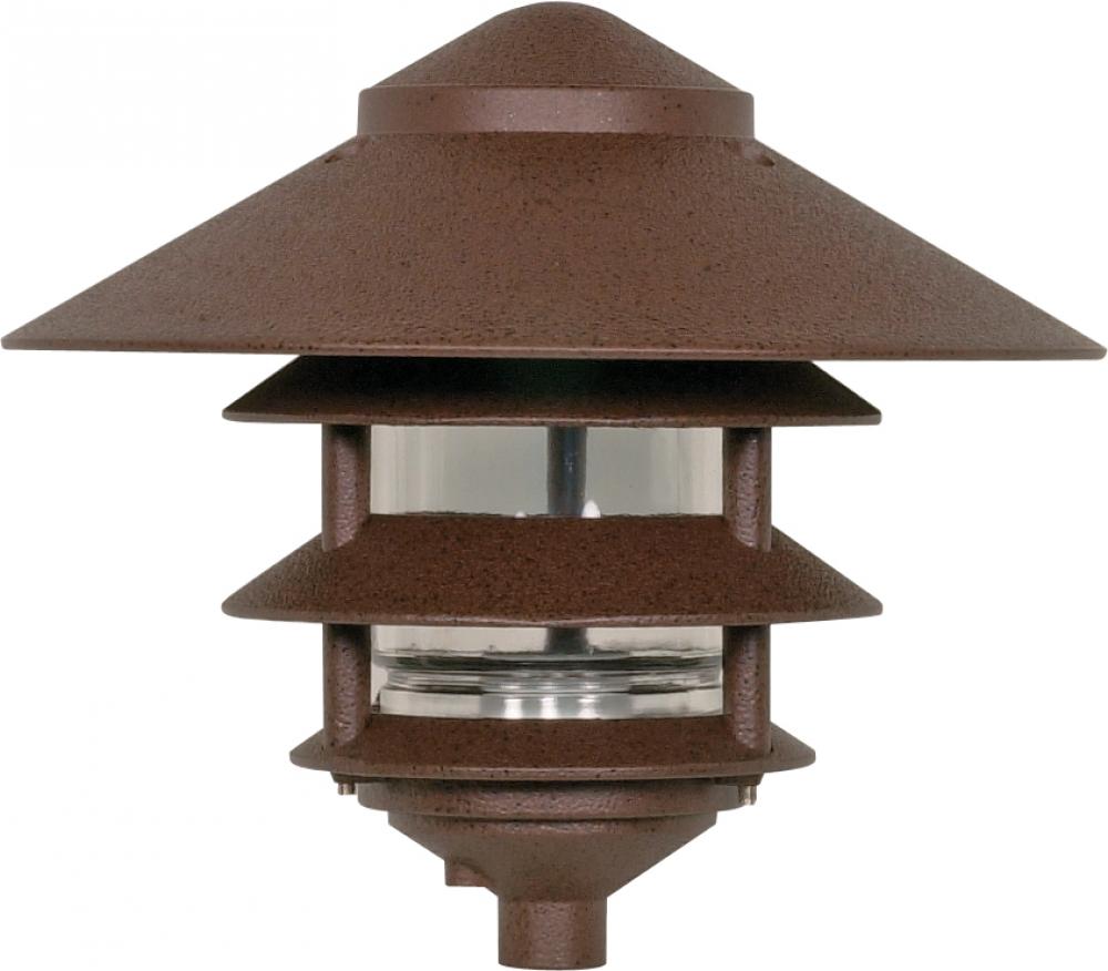 1 Light - 9&#34; Pathway Light - Three Louver - Large Hood - Old Bronze Finish