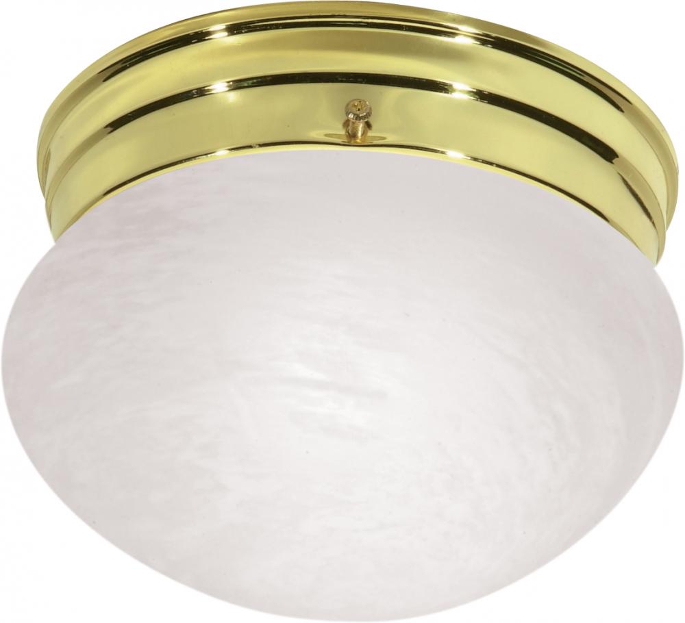 1 Light - 8&#34; - Flush with Alabaster Glass - Polished Brass Finish