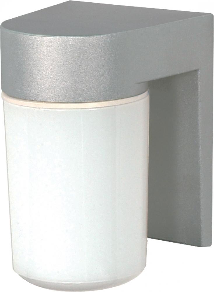 1 Light - 8&#34; Utility Wall with White Glass - Satin Aluminum Finish